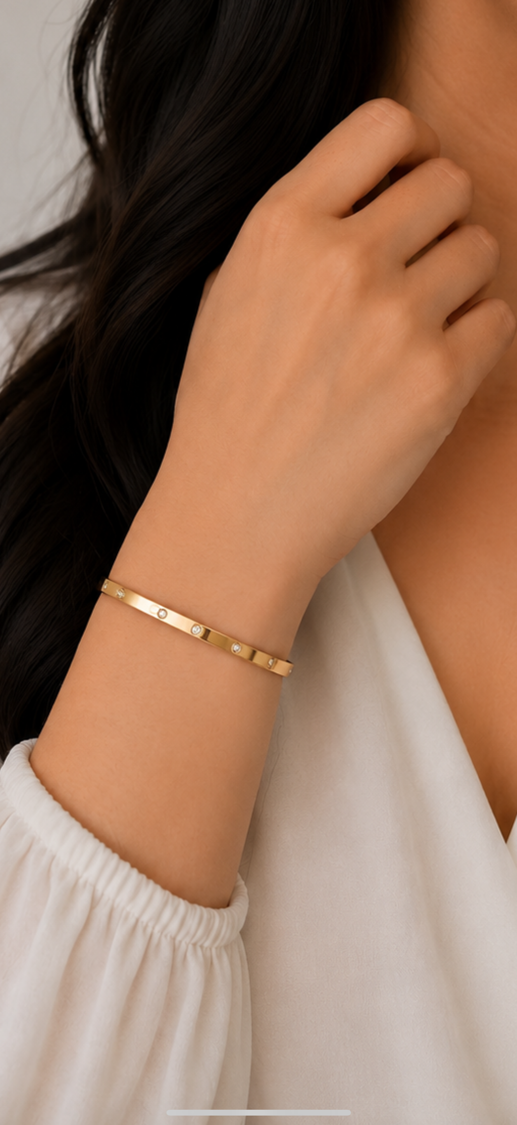 Elegant Armbånd med Zirkonia – 18K Guldbelagt Rustfrit Stål