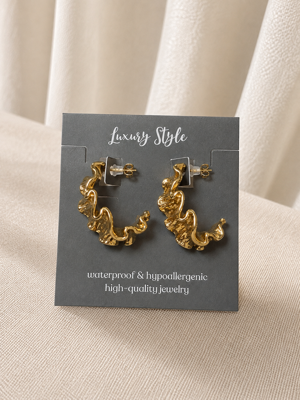 ✨ Elegant statement-øreringe i 18K guldbelagt rustfrit stål ✨