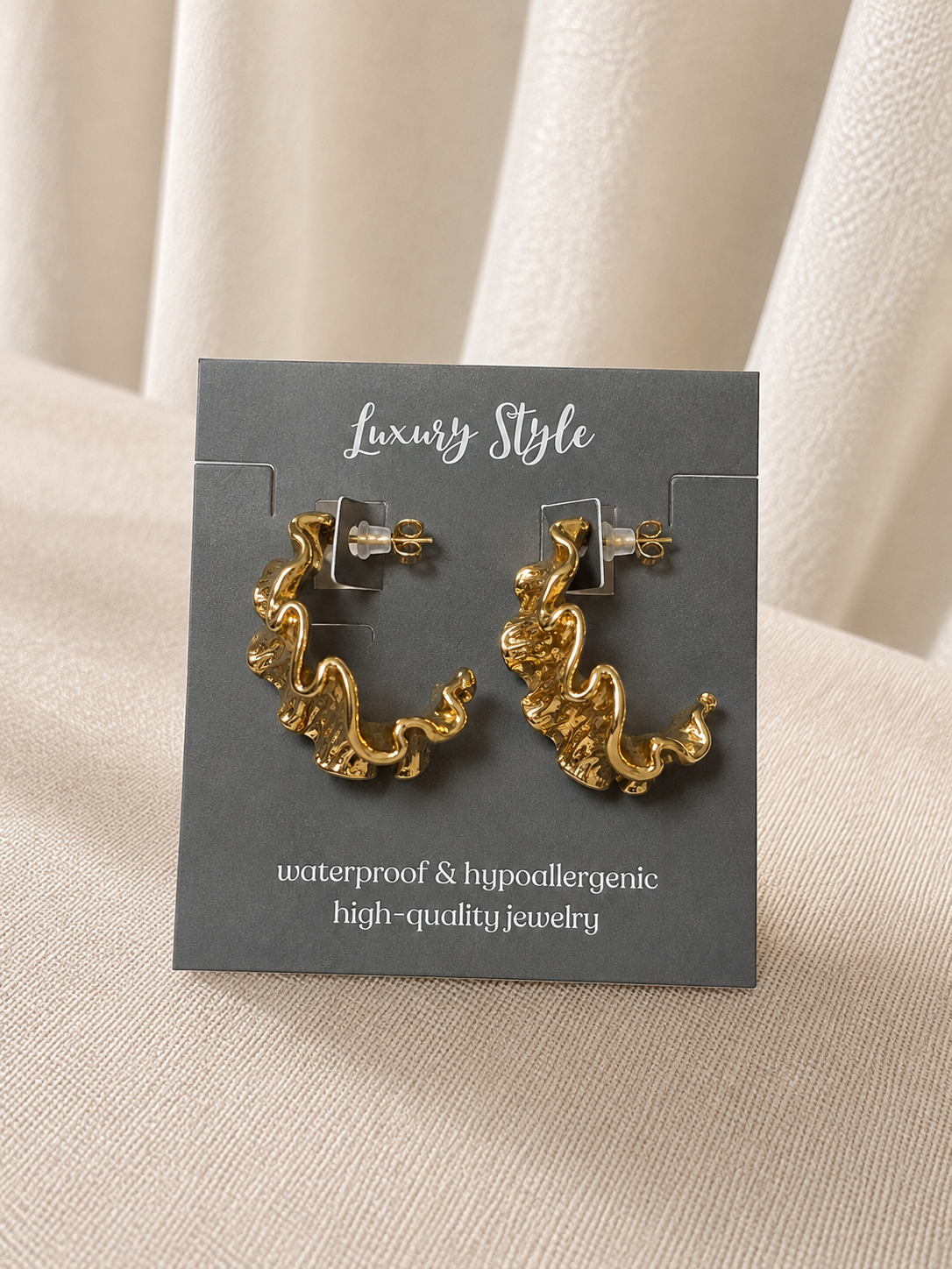 ✨ Elegant statement-øreringe i 18K guldbelagt rustfrit stål ✨