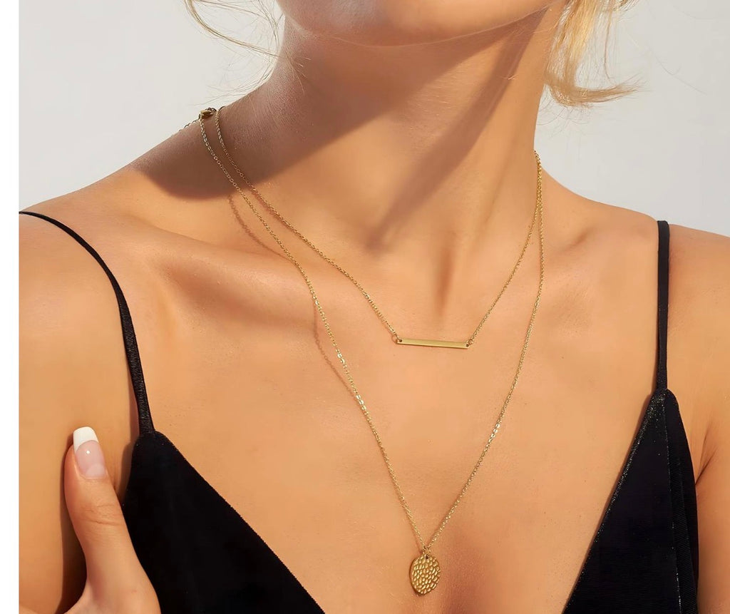 ✨ Hammered Coin Layered Halskæde ✨