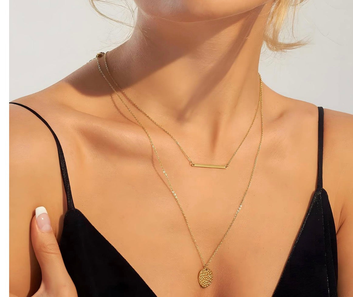 ✨ Hammered Coin Layered Halskæde ✨