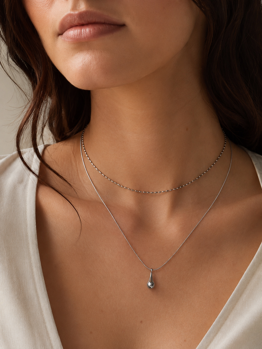 ✨ Silver Drop Halskæde ✨