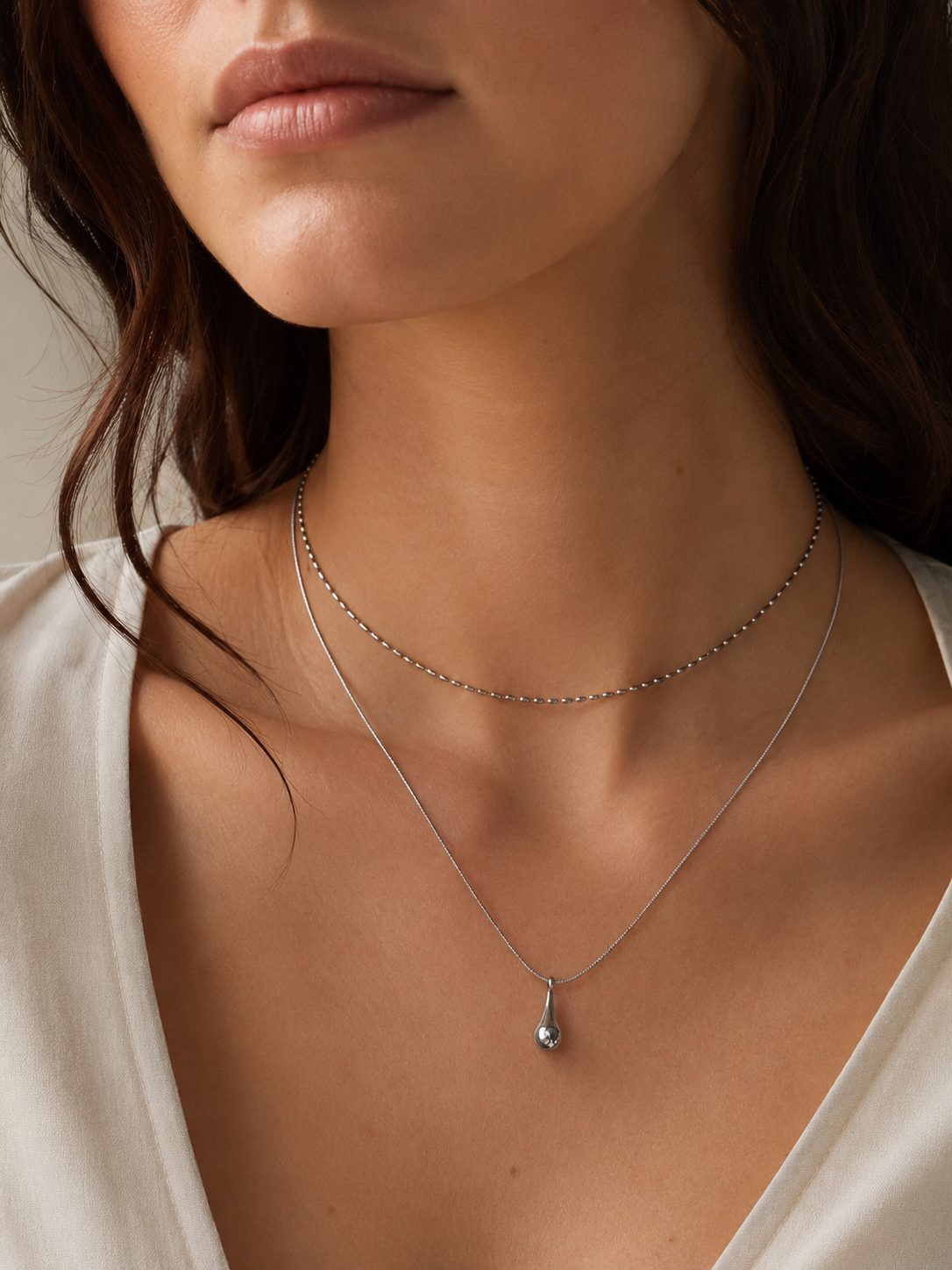 ✨ Silver Drop Halskæde ✨
