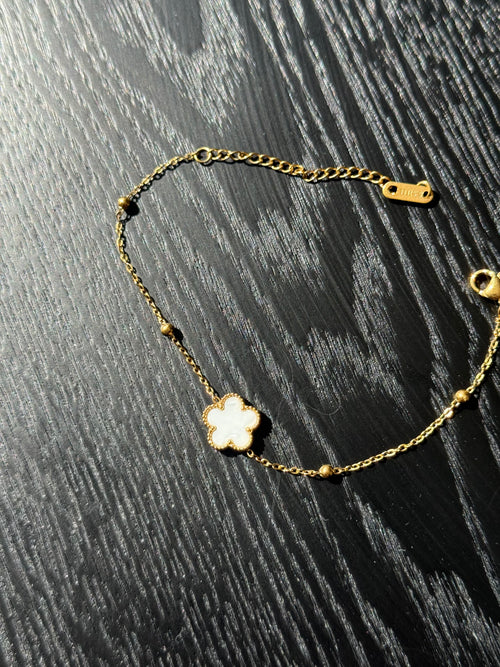 18K Guldbelagt Blomsterarmbånd – Hvid