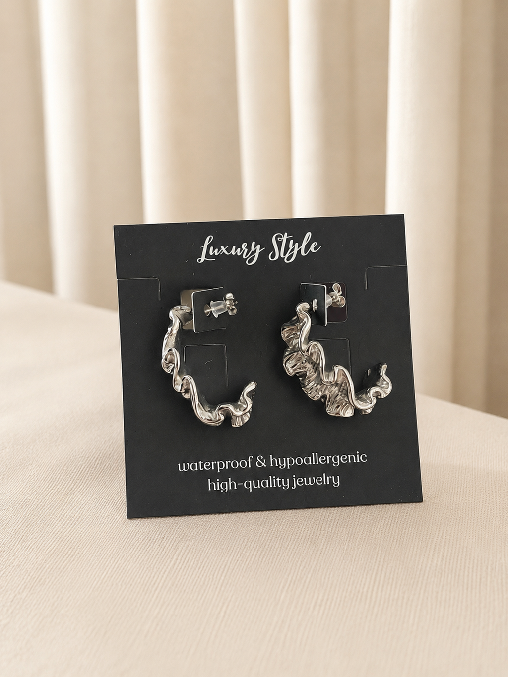 Silver Wave Øreringe – Rustfrit Stål