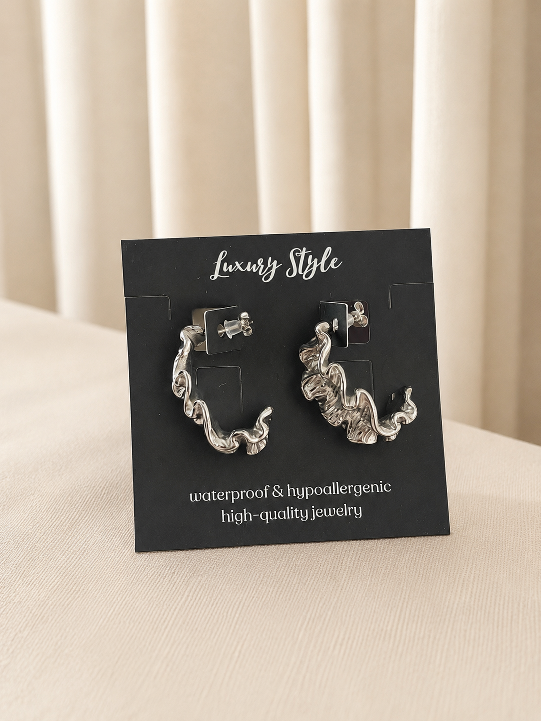 Silver Wave Øreringe – Rustfrit Stål