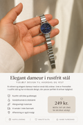 Elegant dameur i rustfrit stål – Sølv med blå urskive