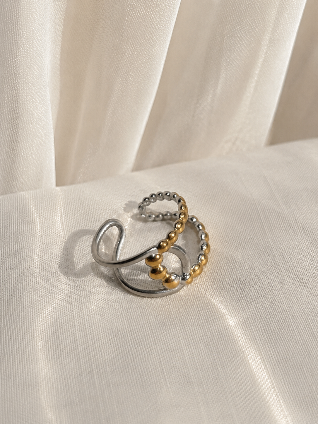 Justerbar Tofarvet Ring – 18K Guldbelagt Rustfrit Stål