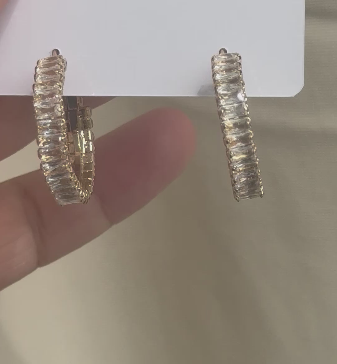 Elegante Creoler med Baguette Zirkonia