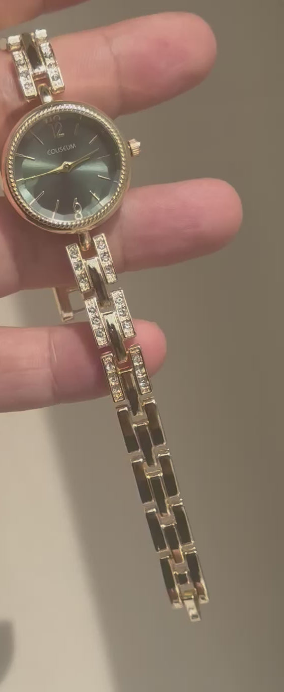Elegant Dameur med Sort Urskive og Zirkonia